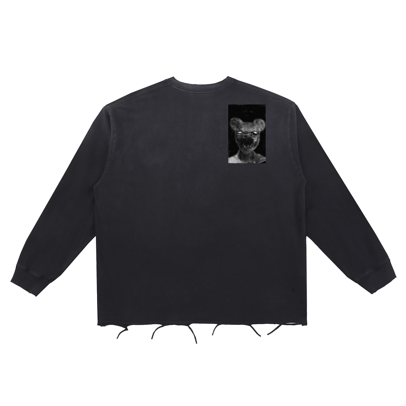 Snow Wash Raw Edge Cotton T-Shirt