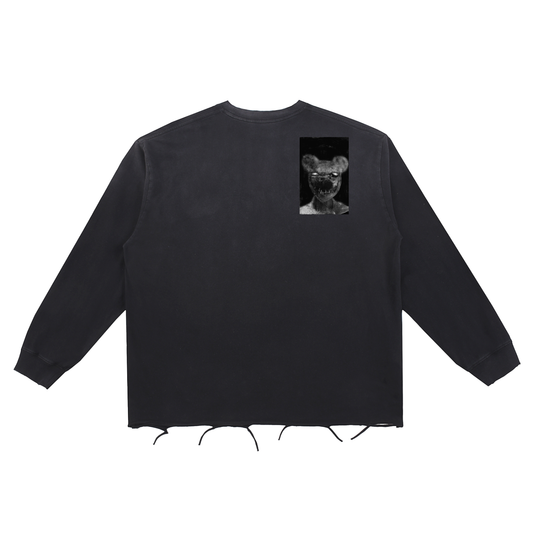 Snow Wash Raw Edge Cotton T-Shirt