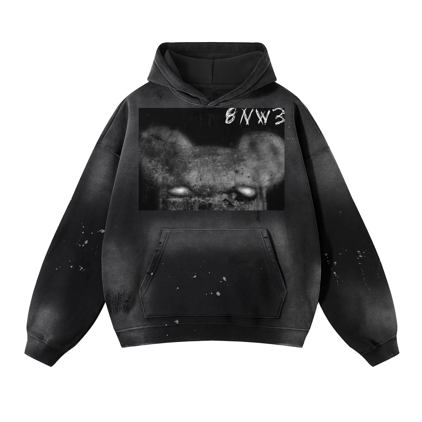 Vintage Wash Frayed Fleece Hoodie - 360 GSM