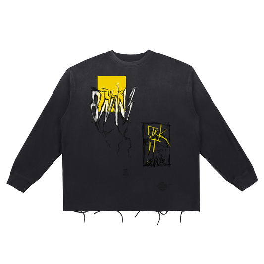 Snow Wash Raw Edge Cotton T-Shirt