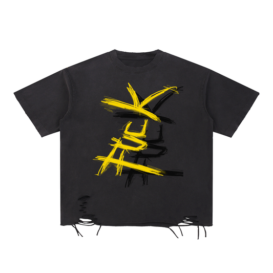 Snow Washed Raw-Hem T-Shirt