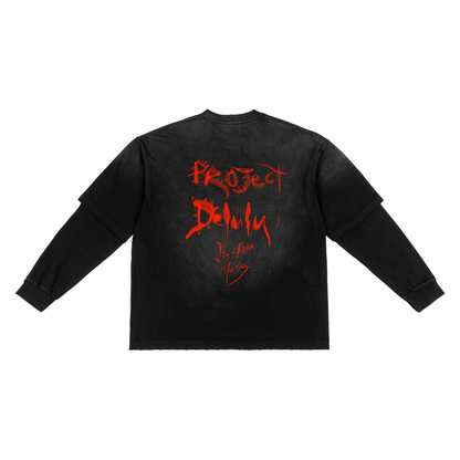 Sunfade Hand-Frayed Faux Two-Piece T-Shirt