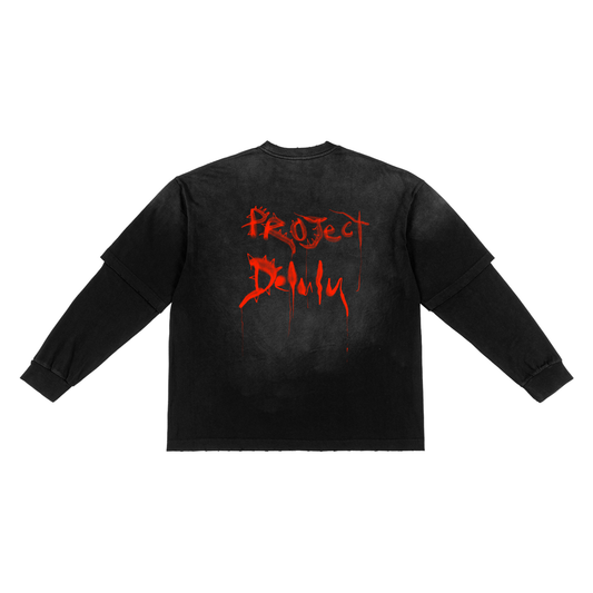 Sunfade Hand-Frayed Faux Two-Piece T-Shirt