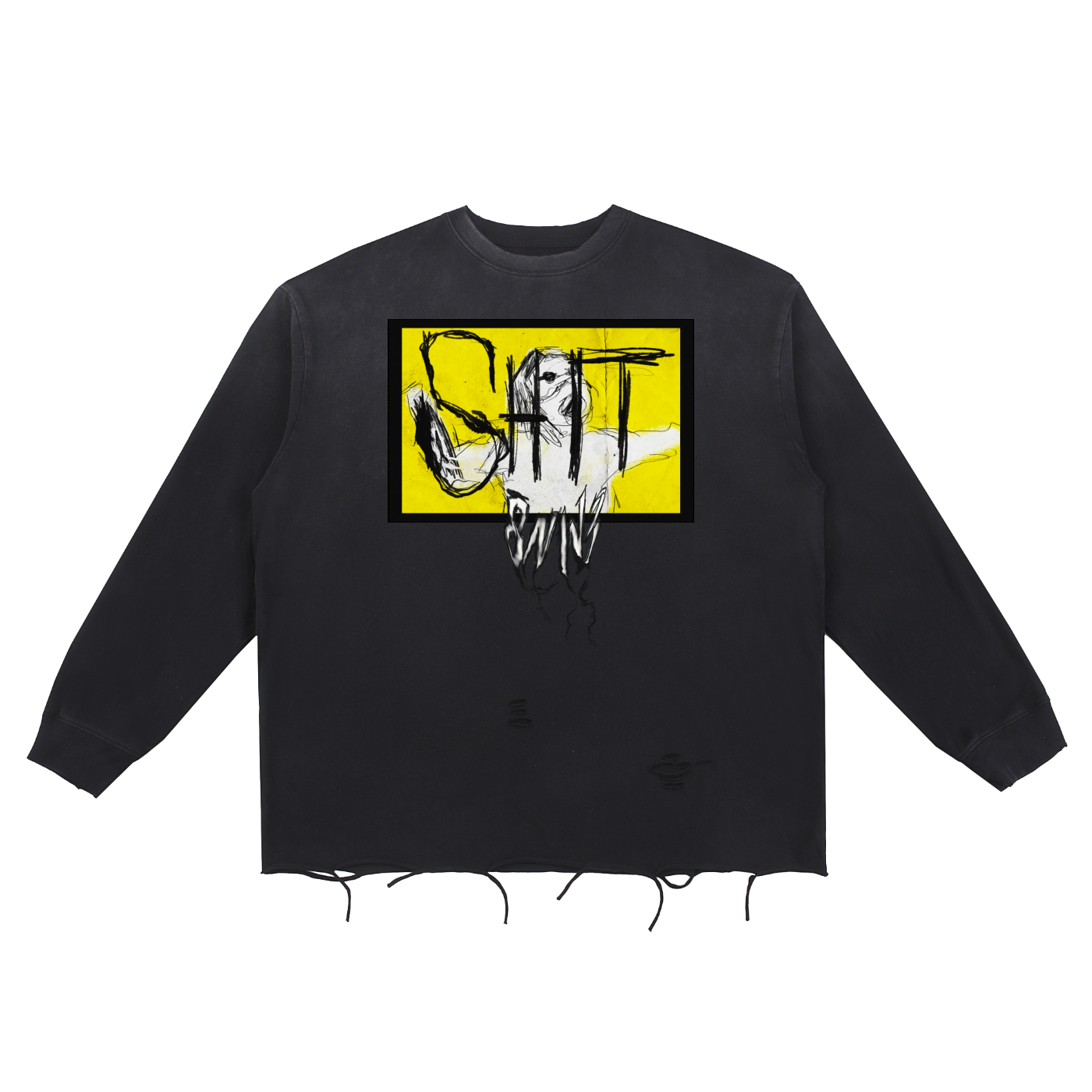 Snow Wash Raw Edge Cotton T-Shirt