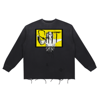 Snow Wash Raw Edge Cotton T-Shirt