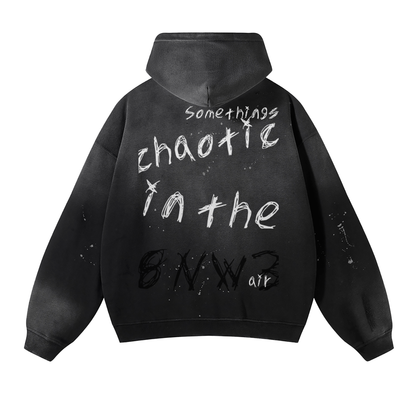 Vintage Wash Frayed Fleece Hoodie - 360 GSM